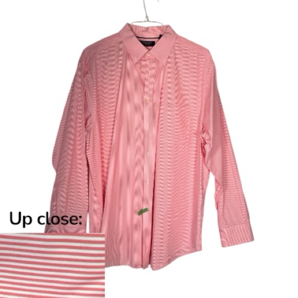 Roundtree & Yorke Pink and White Striped‎ Cotton Shirt
